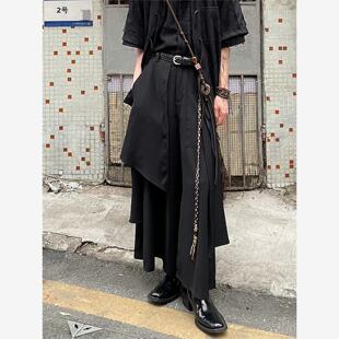 以休眠 复古叠层山本耀司风不规则国风流苏阔腿裙裤宽松西裤裤裙