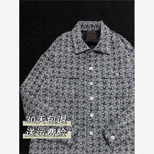 小香风外套男春秋格子男款高级感春季蓝色男生男装千鸟男士夹克春