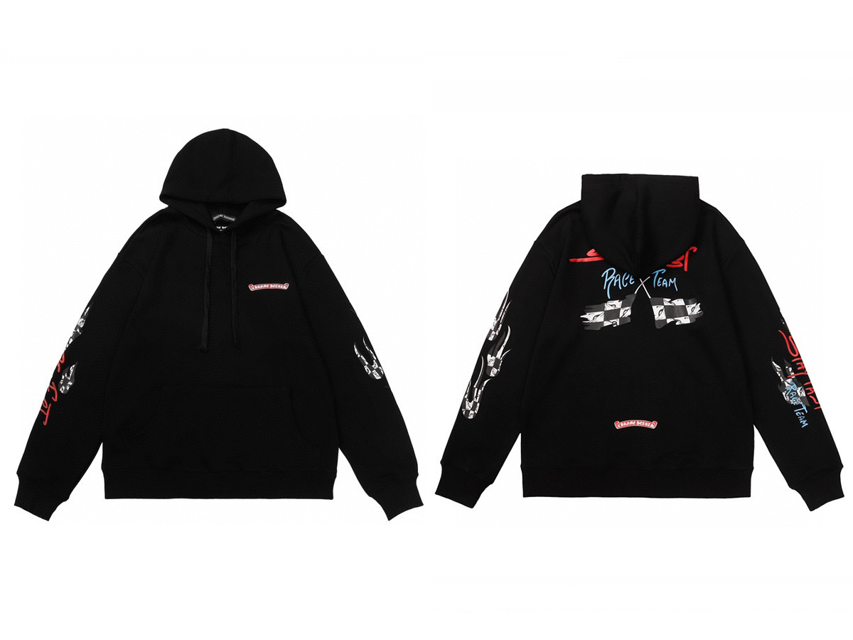 thumbnail for American fashion brand high street retro trend hooded sweatshirt men's and women's loose hoodie flower arm versatile autumn and winter printed cross