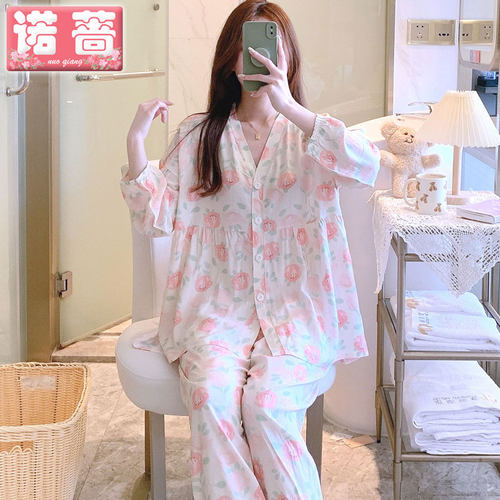 女士棉绸吸汗不沾身家居服两件套