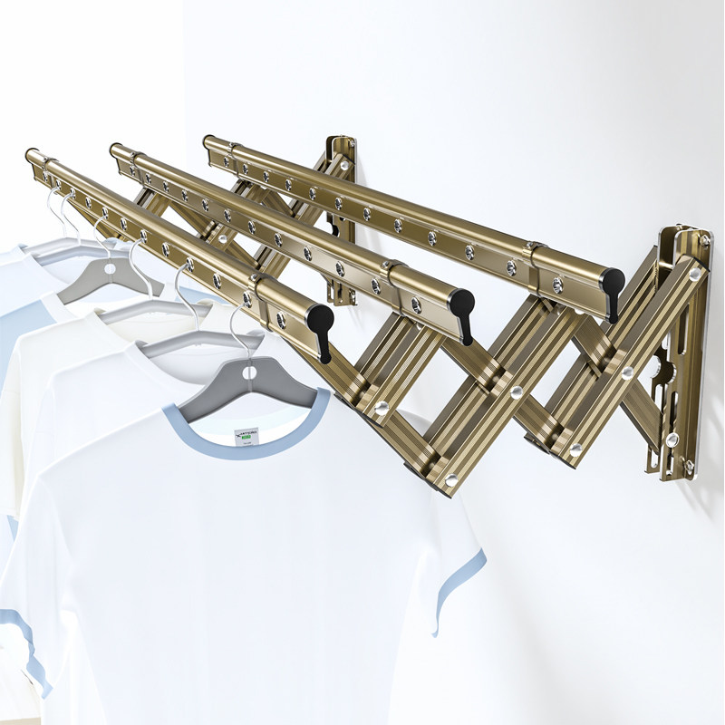 大黑牛阳台伸缩晾衣架户外推拉晒衣架可折叠家用晾衣杆免打孔凉衣