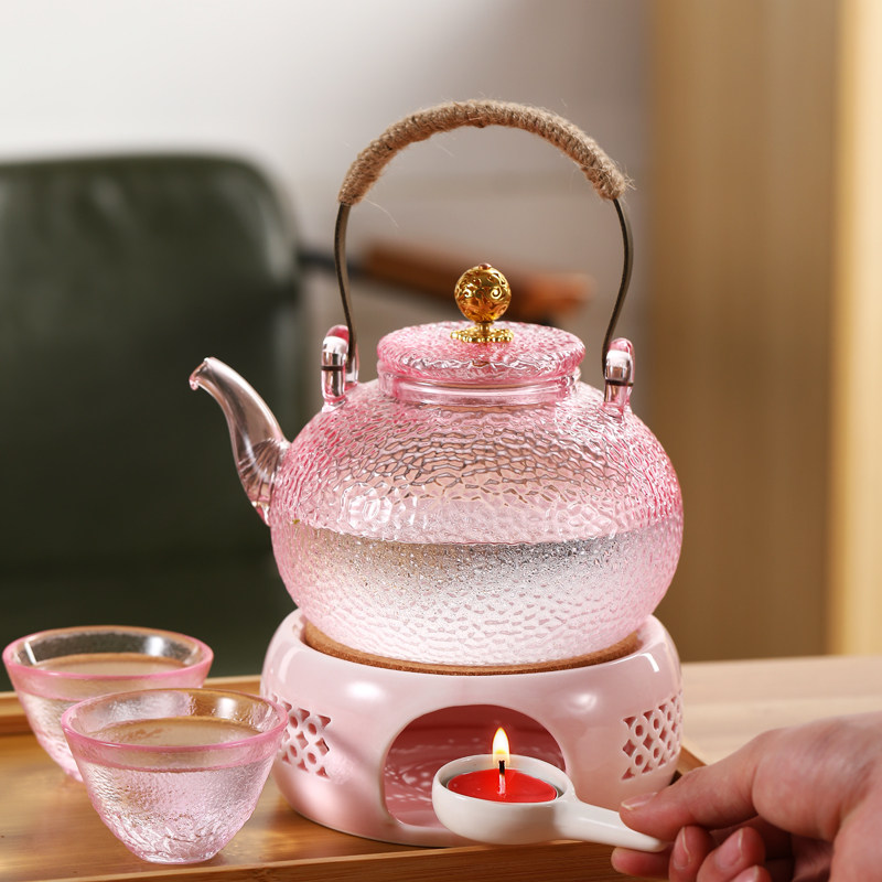 泡茶壶玻璃家用蜡烛加热花茶壶耐高温黑晶炉煮茶烧水养生茶具套装