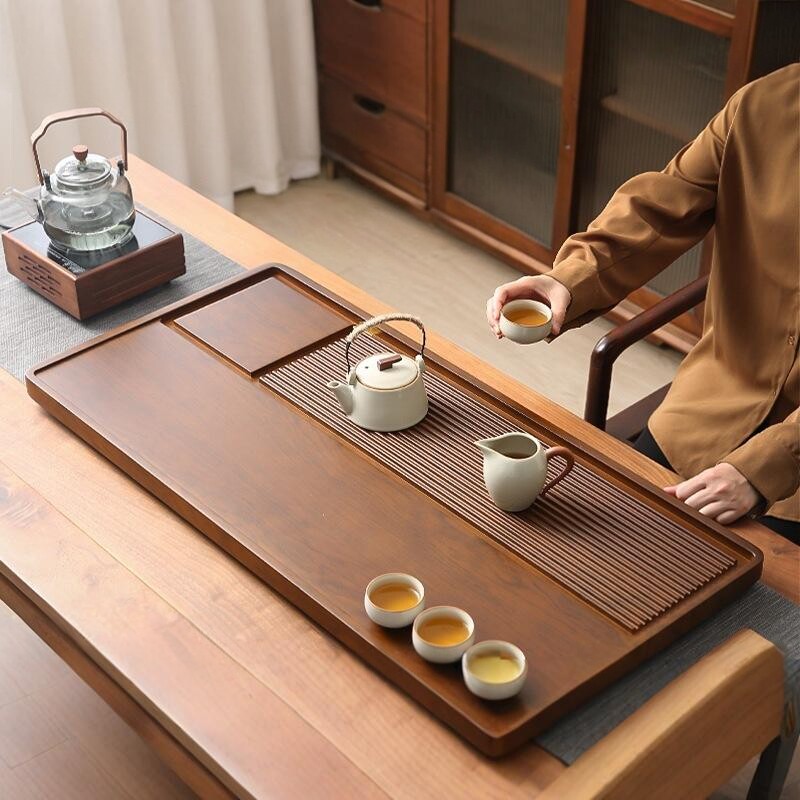 中式实木茶盘茶桌木质家用整块长方形简约办公室干泡茶台功夫
