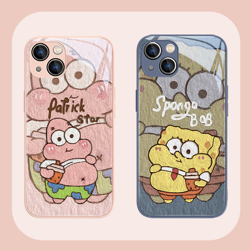 适用小米13pro手机壳11ultra海绵宝宝10s派大星12可爱mix4卡通11男k40女款红米k60新款k50玻璃civi套note10