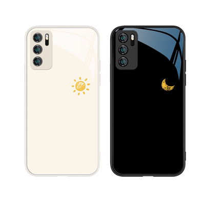 简约太阳月亮情侣适用华为保护套