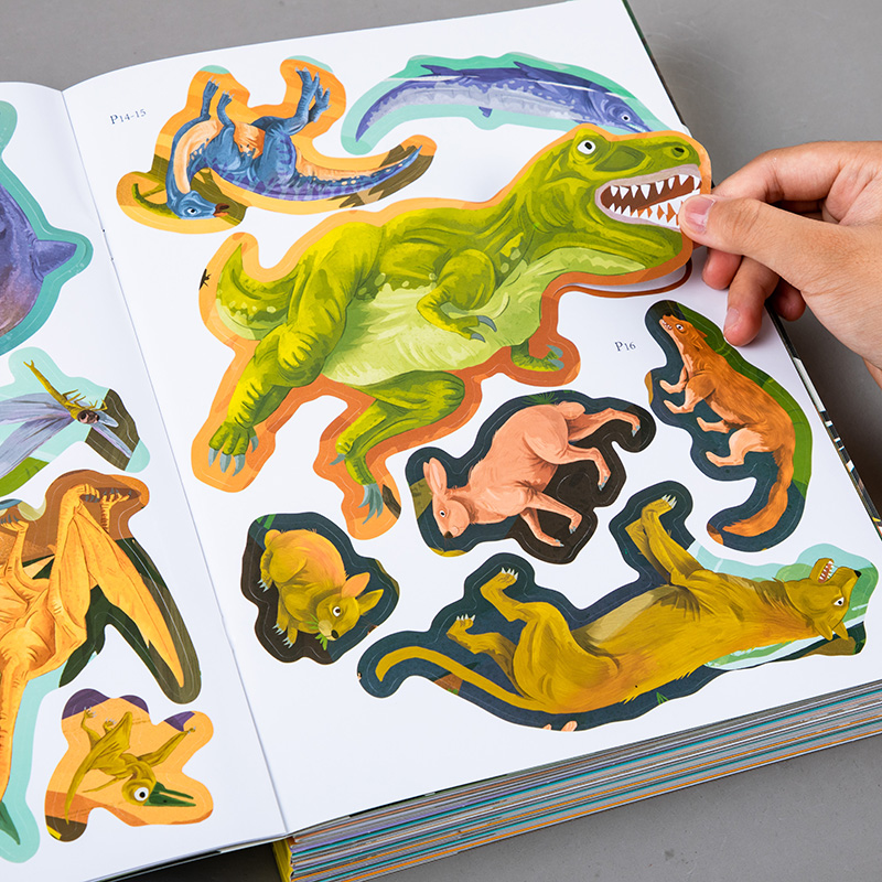 恐龙贴纸书男孩反复粘贴画书