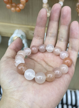 河南南阳石佛寺金丝玉天然桃花酿手镯手串粉色少女玉镯镯子石英岩