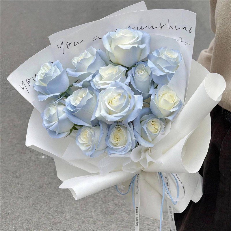 永生花碎冰蓝玫瑰仿真香皂花纪念日情人节表白送女友闺蜜生日礼物