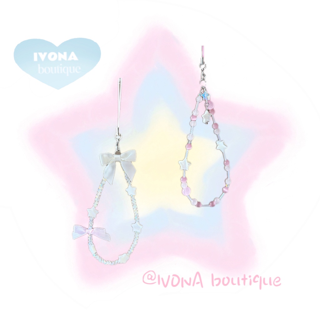 IVONA【星星手机链】手作五角星串珠少女可爱甜妹粉色包钥匙挂件