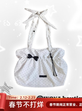 IVONA【奶油蛋糕^】原创diy日系古早波点蝴蝶结大容量单肩包