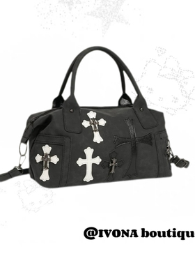 IVONA【十字序曲^】Y2k暗黑十字架单肩斜挎甜酷辣妹大容量托特包