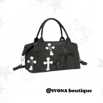 IVONA【十字序曲^】Y2k暗黑十字架单肩斜挎甜酷辣妹大容量托特包