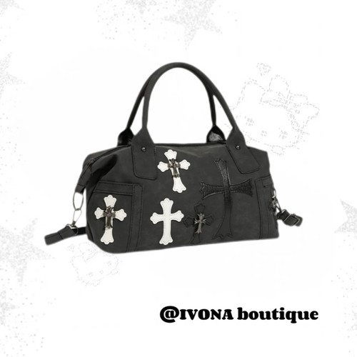 IVONA【十字序曲^】Y2k暗黑十字架单肩斜挎甜酷辣妹大容量托特包