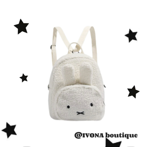 IVONA【米菲双肩包】店主自留！羊羔毛两用卡通毛绒秋冬白色包包