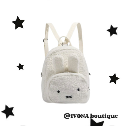 IVONA【米菲双肩包】店主自留！羊羔毛两用卡通毛绒秋冬白色包包