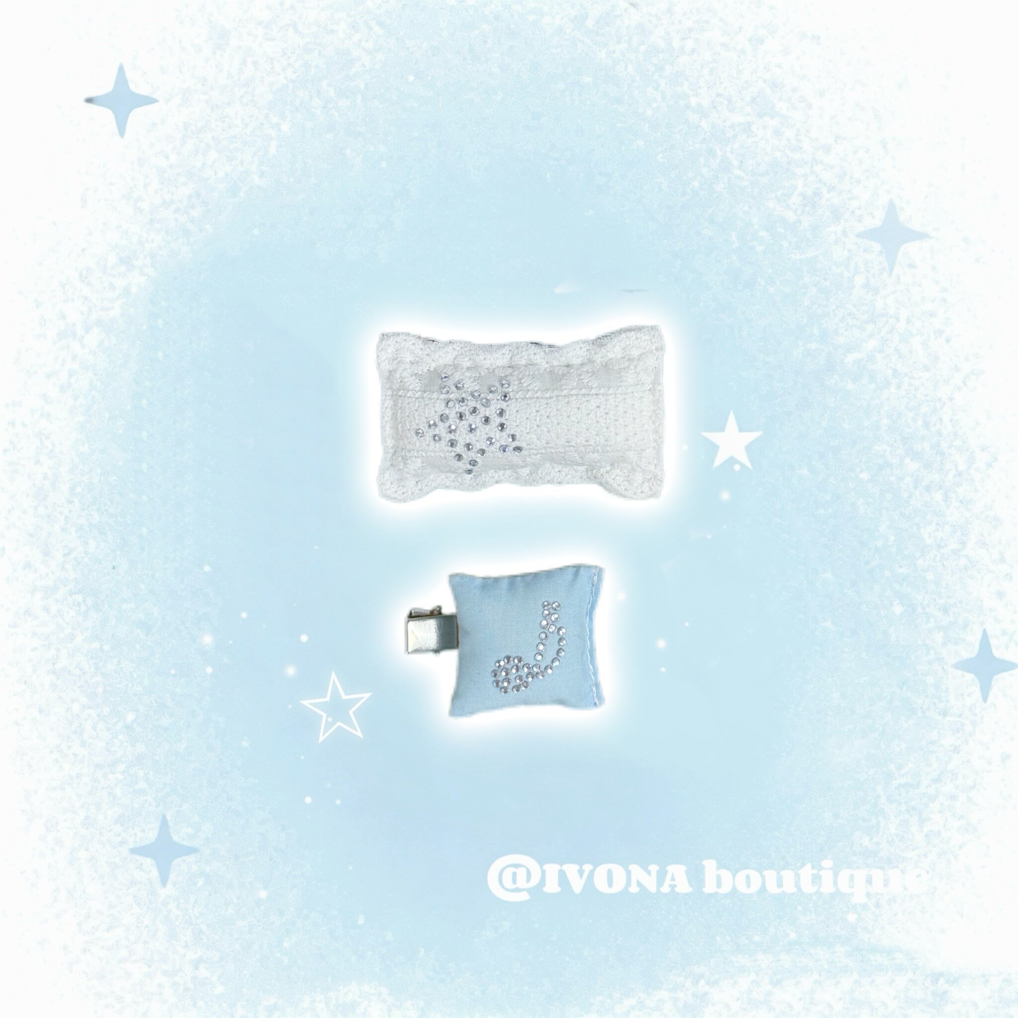 IVONA【星光小枕头】不撞款！原创手缝y2k可爱烫钻音符发夹发饰图片