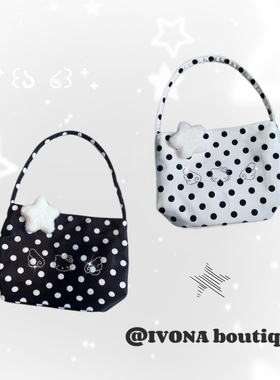 IVONA【KT篮子^】可爱少女心！原创波点烫钻kitty单肩腋下手拎包