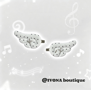 IVONA【小音符^】韩系甜妹！原创手作可爱波点翅膀星星钻发夹发饰