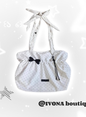 IVONA【奶油蛋糕^】原创diy日系古早波点蝴蝶结大容量单肩包