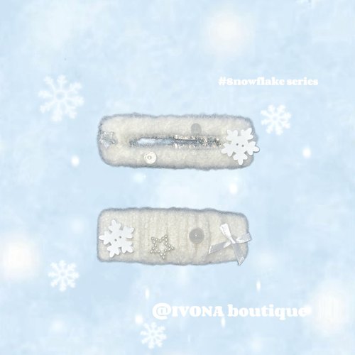 IVONA【星星雪花】原创手作diy可爱少女冬日闪光雪花毛绒边夹发夹