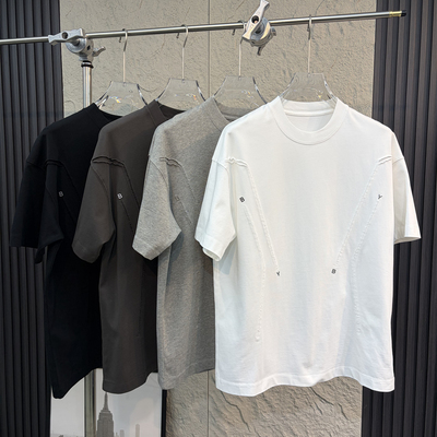 M先生重磅拼接宽松短袖T恤