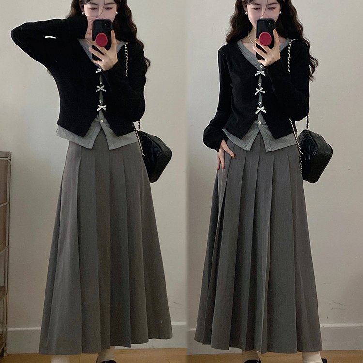 实拍~大码女装休闲套装假两件针织衫高腰半身裙两件套,女装/女士精品,大码套装,淘宝优惠券,粉丝福利购,淘宝优惠卷