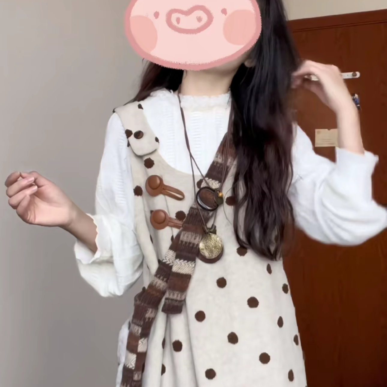 甜美可爱波点宽松遮肉背带连衣裙女学生春季长袖内搭打底衫两件套,女装/女士精品,时尚套装,淘宝优惠券,粉丝福利购,淘宝优惠卷