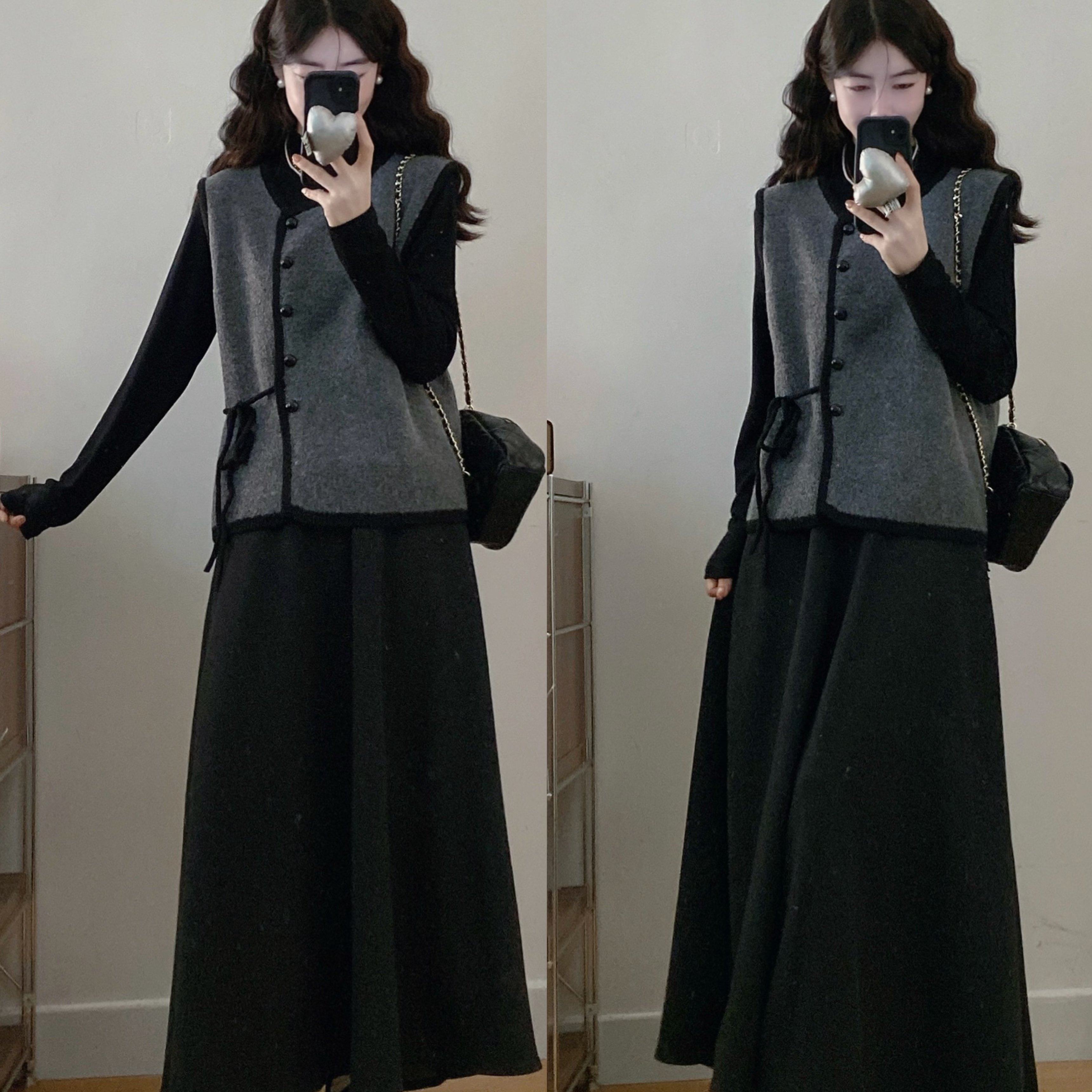 实拍~大码法式小香风针织马甲背心+长袖打底衫+半身裙三件套,女装/女士精品,大码套装,淘宝优惠券,粉丝福利购,淘宝优惠卷