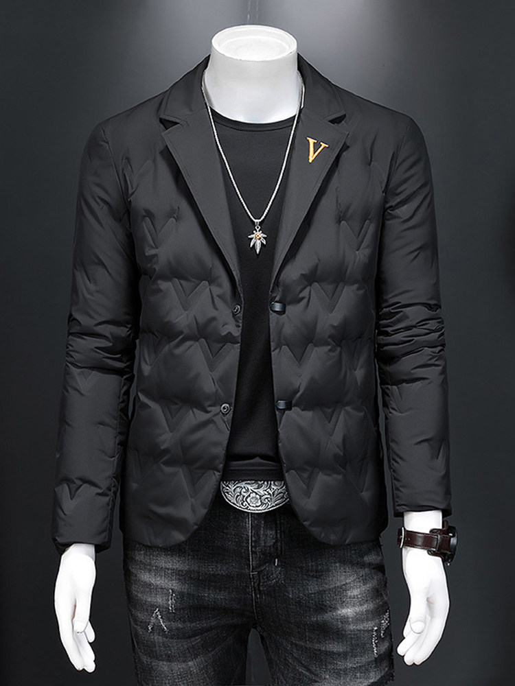 2025冬季高级感男羽绒服白鸭绒轻薄保暖时尚修身帅气西装领外套男