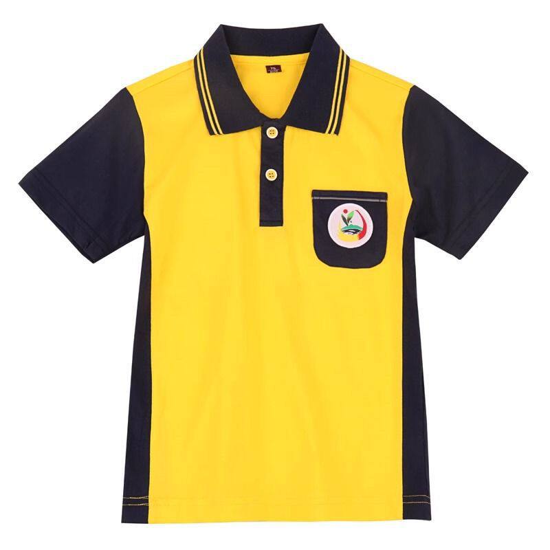 惠州市惠城区纯棉校服公立小学校服黄色短袖短裤长袖长裤翻领套装