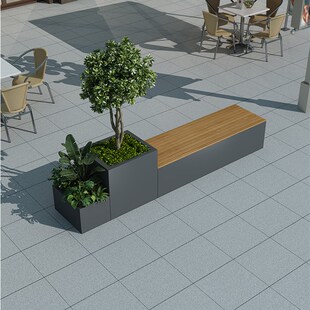 露台花箱椅塑木长条椅户外花箱定制广场椅定制镀锌Y钢花箱椅定制