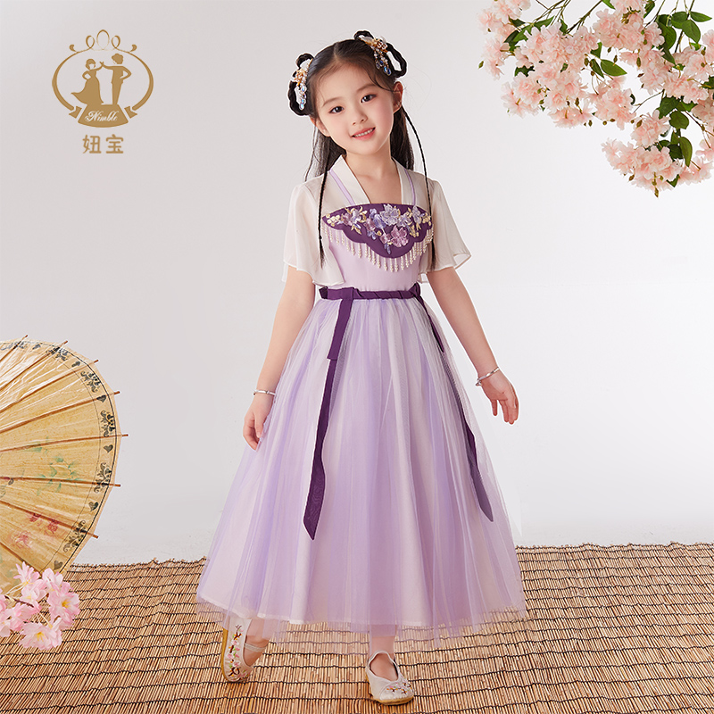 儿童汉服夏款古装连衣裙传统国风宝宝夏季短袖古风超仙女童唐装
