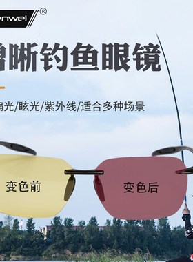 钓鱼眼镜看漂偏光晰p看水底鱼观漂可视开车专用眼睛变色墨镜男款
