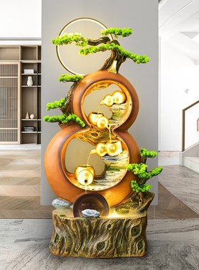 流水摆件循环水客厅葫芦生财喷泉景观装饰品办公室风水轮落地摆件