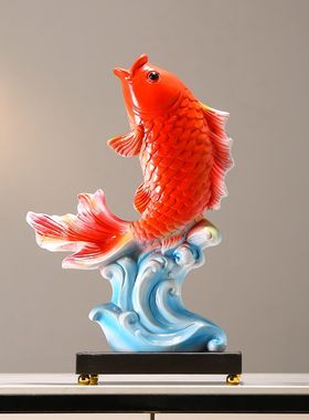 年年有余招财鱼锦鲤摆件办公室客厅酒柜电视柜装饰品W乔迁新居礼