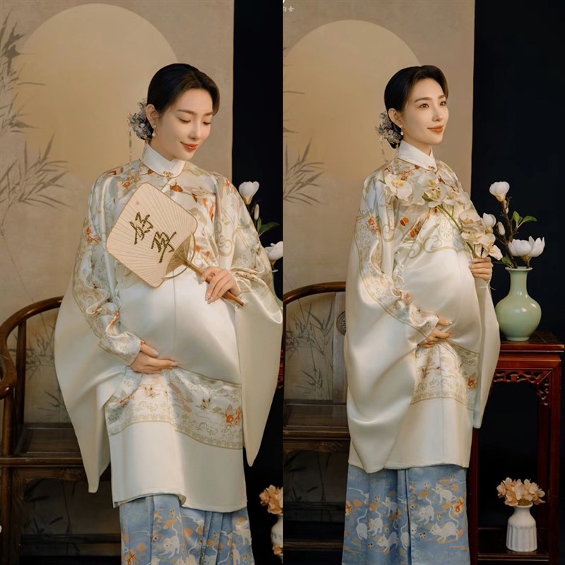 孕妇新款影楼中式拍照情侣复古古装唐装礼服明制汉服摄影拍照服装