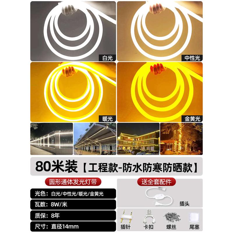 柔性霓虹灯户外广告带软工程灯超亮防水圆形亮化lVed客厅氛围灯