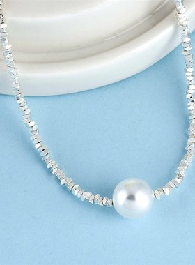 2025春季新款不规则银色项链女网红时尚百搭珠珠经典锁骨链TG036