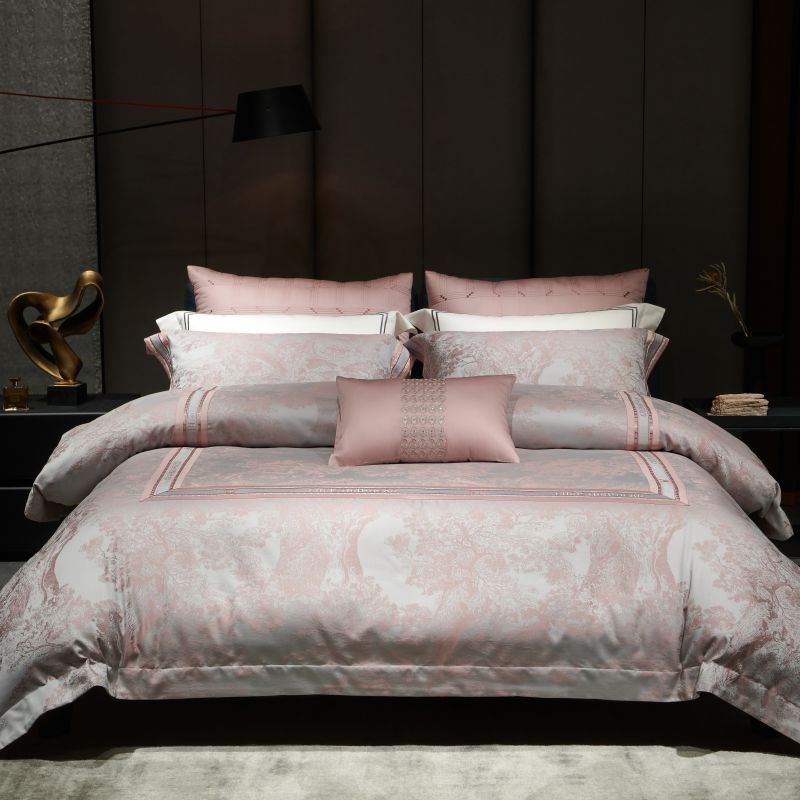 美式高端纯棉120支色织提花四件套全棉长绒棉被套床单.床上用品婚