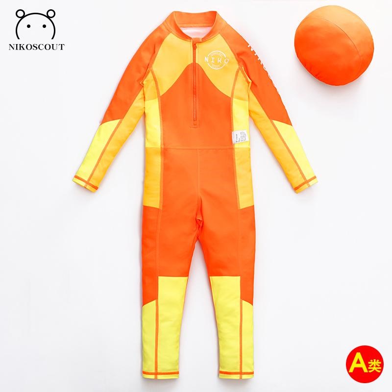 儿童a类泳衣宝宝海边衣服长袖连体防晒速干J男童专业游泳衣3-15岁