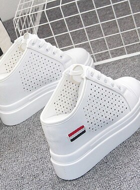 包头半拖鞋百搭内增高10cm女鞋B一脚蹬懒人鞋港风拖鞋无后跟小白