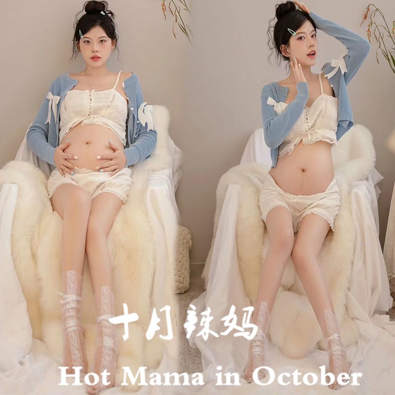 影楼新款孕妈咪孕妇照服r装小清新可爱甜美风室内孕妇照服装在家