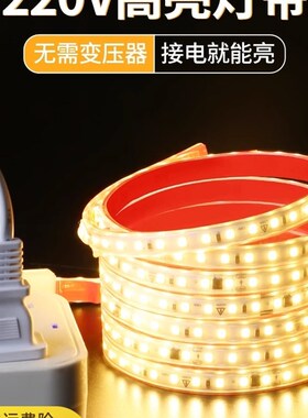 220V灯带led灯条自粘客厅酒柜餐边柜夜市摆摊S氛围灯户外防水超亮