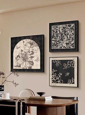 小众复古高级感法式中古风装饰画小幅餐厅壁画咖啡店挂画2024新款