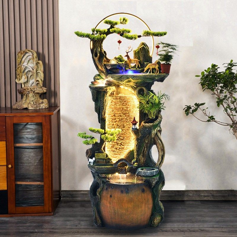 现代简约循环流水喷泉水景装饰品电视柜旁边客厅玄关鱼缸落地摆件,家居饰品,流水摆件,淘宝优惠券,粉丝福利购,淘宝优惠卷