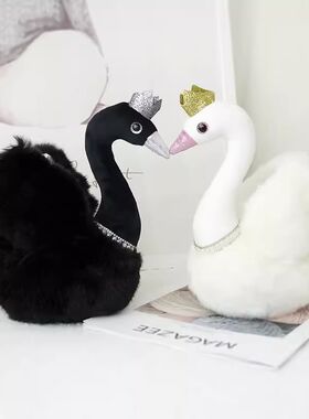 可爱白黑天鹅公仔玩偶毛绒玩具抱枕沙发摆K件布娃娃小女孩生日礼