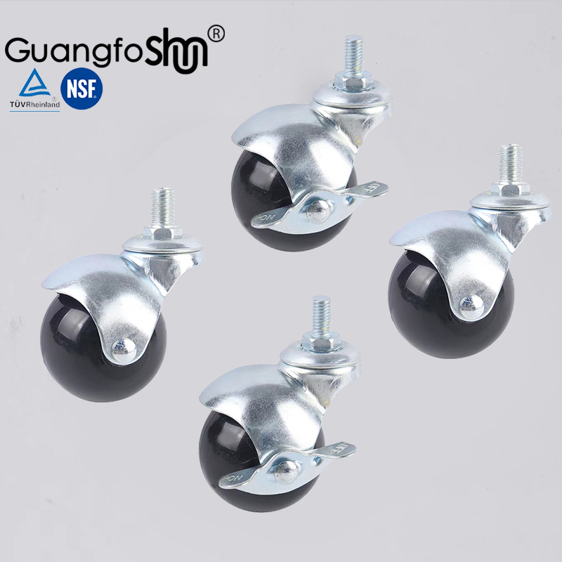 落地衣架用球形轮子n带煞车 黑色水晶4个 中管置物架用移动万向轮