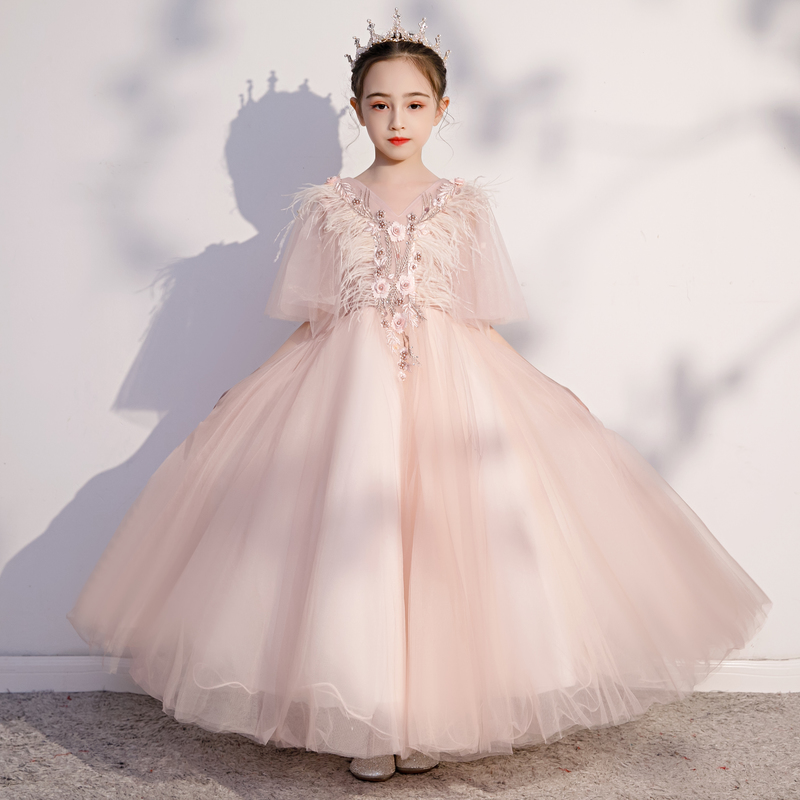儿童晚礼服高贵公主女童婚纱花童女孩生日模特走秀钢Y琴演出服洋