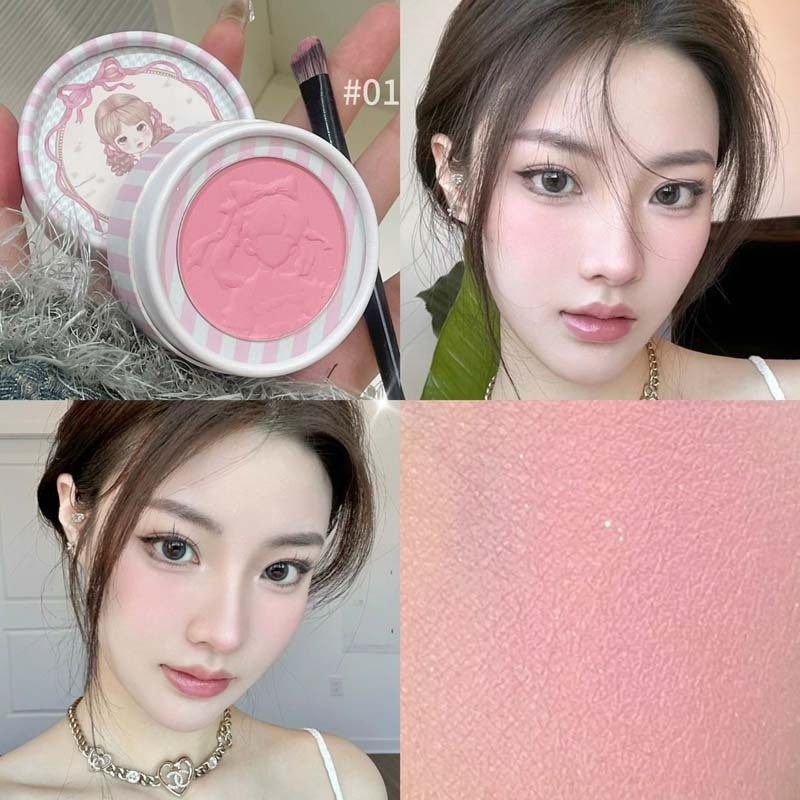 甜野悦颜浮雕腮红显白裸妆粉质细腻细闪哑光修容胭脂盘HERORANGE~