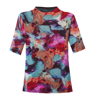 夏季2024新款半高领短袖打底衫女大码显瘦网纱上衣时髦中袖小衫潮